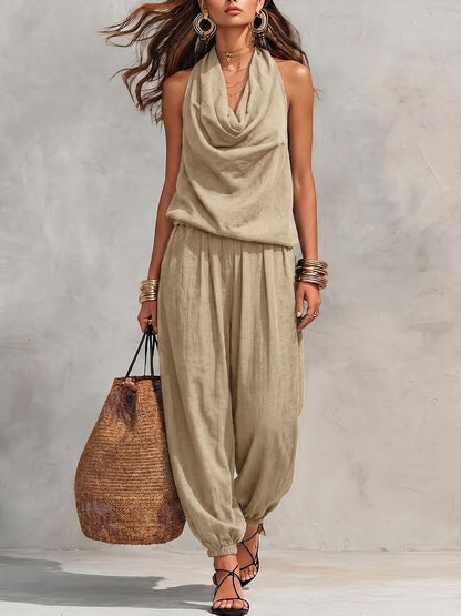 🎉 2026 Sale — Over 32,700 Sold 🍷 Sleeveless Cowl Neck Jumpsuit – Elegant Outfit ✨