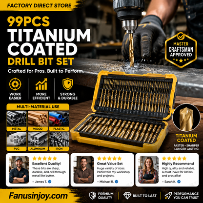 🥳2026 HOT SALE🥳💞Over 50K Sold!🛠️ 99-Piece Titanium Coated HSS Drill Bit Set | 1.5–10mm Complete Sizing ✨