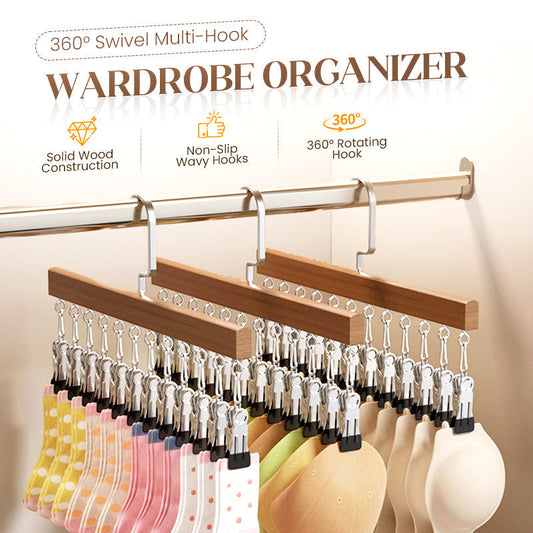 🎉 2026 Sale — Over 28,700 Sold! 👕 360° Swivel Solid Wood Multi-Hook Hanger | Anti-Slip Closet Storage Organizer ✨