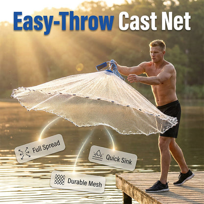 🎉 2026 Sale — Over 16,800 Sold!🌊 Easy-Throw Cast Net Heavy-Duty Rapid Sinking Fishing Net ✨