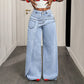 🎉 2026 Sale — Over 25,000 Sold!💞Asymmetrical Waist Wide-Leg Jeans – Curve Friendly 🔥