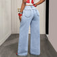 🎉 2026 Sale — Over 25,000 Sold!💞Asymmetrical Waist Wide-Leg Jeans – Curve Friendly 🔥