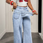 🎉 2026 Sale — Over 25,000 Sold!💞Asymmetrical Waist Wide-Leg Jeans – Curve Friendly 🔥