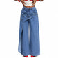 🎉 2026 Sale — Over 25,000 Sold!💞Asymmetrical Waist Wide-Leg Jeans – Curve Friendly 🔥