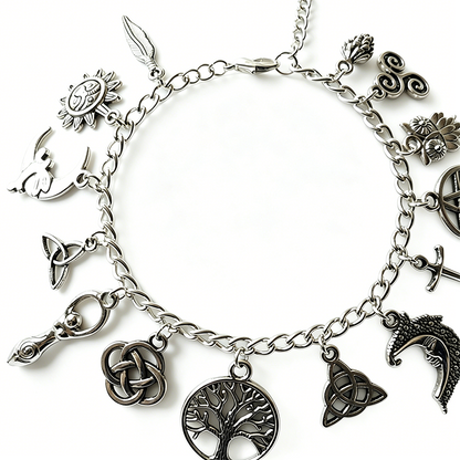 📿 LIMITED-TIME 50% OFF! ✨Vintage Pagan Charm Bracelet – Spiritual Symbols, Antique Silver, Bohemian Style 🌙