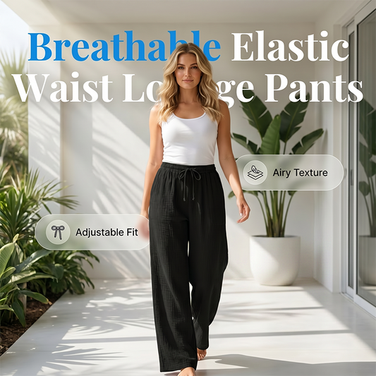 🎉 2026 Sale — Over 34,100 Sold 🌸 Women Crinkle Wide Leg Lounge Pants – Casual Bottoms ☁️