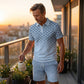 👕 LIMITED-TIME 50% OFF! ✨ Men's Geometric Print Collared Top & Shorts Set – Modern Pattern, Breathable, Coordinated Look 🔷