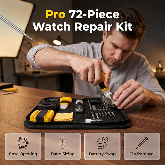 🎉 2026 Sale — Over 12300 Sold!⌚72‑Piece Watch Repair Tool Kit‑Precision Tools, Watch Case Opener & Strap Adjustment Tools ✨