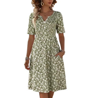 🎉 2026 Sale — Over 36,500 Sold 🌸 Women's V-Neck Floral Pocket Dress – Casual Outfit 🔥