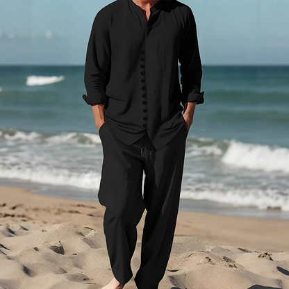 🎉 2026 Sale — Over 26800 Sold ⏰ Men Minimalist Shirt & Pants Two-Piece Set – Casual Summer Outfit ☀️