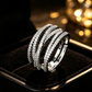 🎉 2026 Sale — Over 26,800 Sold! ✨Luxury Multi-Band Crossover Open Ring｜Pavé Cubic Zirconia Fashion Jewelry