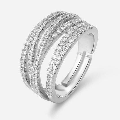 🎉 2026 Sale — Over 26,800 Sold! ✨Luxury Multi-Band Crossover Open Ring｜Pavé Cubic Zirconia Fashion Jewelry