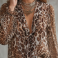 🎉 2026 Sale — Over 29,400 Sold ⏰ Women Leopard V-Neck Tie Front Top – Ruffle Cuff Casual Blouse 🐆
