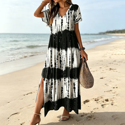 👗 2026 Sale — 28,600 Sold!💛 Women’s Tie Dye V Neck Maxi Dress – Summer Essential 🌈