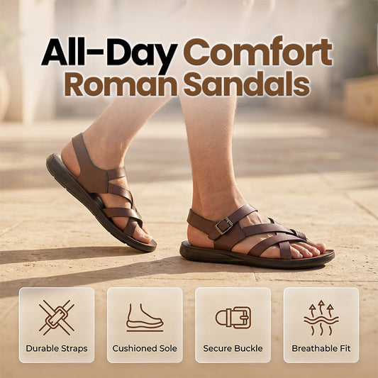 🎉 2026 Sale — Over 31900 Sold! ⏰Men's Roman Style Summer Sandals｜Soft Flexible Sole Casual Beach Walking Shoes ✨
