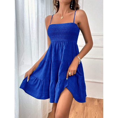 🎉 2026 Sale — Over 32,700 Sold ⏳ Women Smocked Tiered Mini Dress – Adjustable Strap A-Line Dress ✨