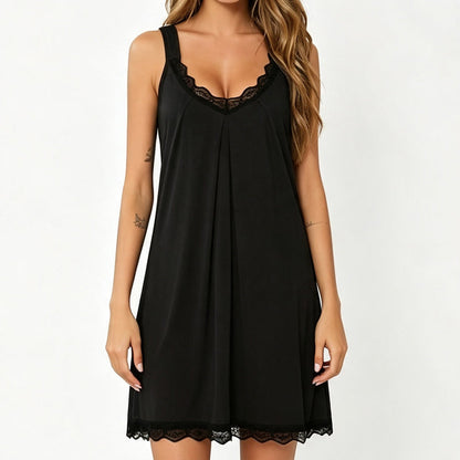 🎉 2026 Sale — Over 31,000 Sold! 🌙 Lace V-Neck Nightdress – Loungewear Essential 💤