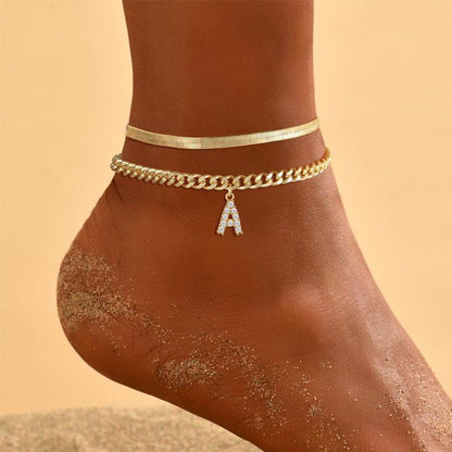 🎉 2026 Sale — Over 27,600 Sold!✨ Dainty Layered Gold Initial Anklets for Women – Personalized Summer Foot Jewelry 🦶