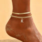 🎉 2026 Sale — Over 27,600 Sold!✨ Dainty Layered Gold Initial Anklets for Women – Personalized Summer Foot Jewelry 🦶