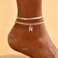 🎉 2026 Sale — Over 27,600 Sold!✨ Dainty Layered Gold Initial Anklets for Women – Personalized Summer Foot Jewelry 🦶