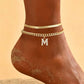🎉 2026 Sale — Over 27,600 Sold!✨ Dainty Layered Gold Initial Anklets for Women – Personalized Summer Foot Jewelry 🦶