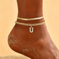 🎉 2026 Sale — Over 27,600 Sold!✨ Dainty Layered Gold Initial Anklets for Women – Personalized Summer Foot Jewelry 🦶