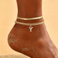 🎉 2026 Sale — Over 27,600 Sold!✨ Dainty Layered Gold Initial Anklets for Women – Personalized Summer Foot Jewelry 🦶
