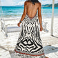 🎉 2026 Sale — Over 39,400 Sold 🐆 Women's Animal Print Backless Halter Maxi Dress – Beach Outfit 🌴