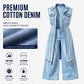 🎉 2026 Sale — Over 31,500 Sold 🧥 Women Sleeveless High Slit Denim Vest Dress – Patchwork Longline Jean Waistcoat ✨