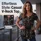 🎉 2026 Sale — Over 27,900 Sold ⏰ Women Plus Size V-Neck Printed Top – Relaxed Loose Fit Daily Blouse 🌸