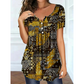 🎉 2026 Sale — Over 27,900 Sold ⏰ Women Plus Size V-Neck Printed Top – Relaxed Loose Fit Daily Blouse 🌸