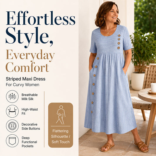 🎉 2026 Sale — Over 28,000 Sold 💞 Women's Casual Striped Relaxed Fit Dress – Summer Daily Dress 🌸