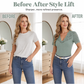 🎉 2026 Sale — Over 29,100 Sold 🧚 Women Slim Fit Scalloped Lace V-Neck Short Sleeve Top – Elegant Daily Blouse 🌸