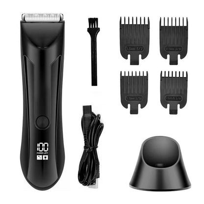 🎉 2026 Sale — Over 35600 Sold! 🪒Men’s 2-in-1 Body Hair Trimmer｜Ceramic Blade Electric Groin & Body Groomer with Charging Base ✨