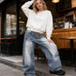 🎉 2026 Sale — Over 33,700 Sold 👖 Women Asymmetrical Waist Wide Leg Jeans – Trendy Streetwear Denim ✨