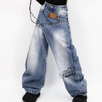 🎉 2026 Sale — Over 33,700 Sold 👖 Women Asymmetrical Waist Wide Leg Jeans – Trendy Streetwear Denim ✨