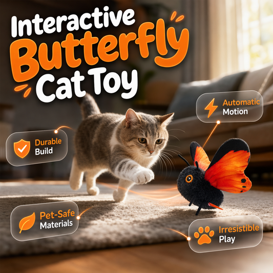 🎉 2026 Sale — Over 50,000 Sold!🦋 Motion Activated Smart Flapping Butterfly Interactive Cat Toy ✨