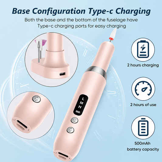 🎉 2026 Sale — Over 37600 Sold! ⏰Cordless Rechargeable Electric Nail Drill with Charging Base｜LED Display Home Manicure Machine ✨
