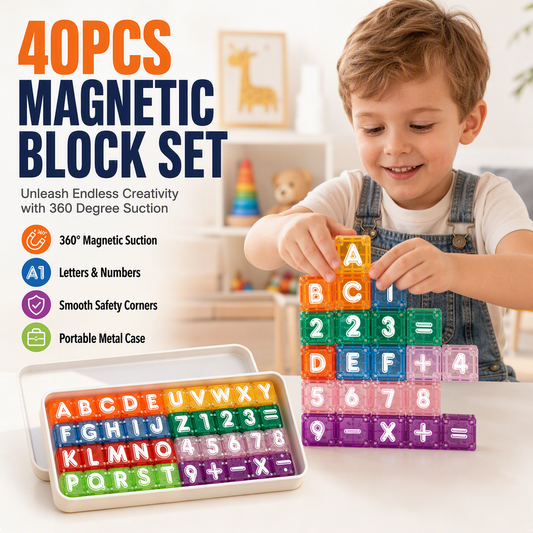 🎉 2026 Sale — Over 18,300 Sold!🧲 Kids Magnetic Alphabet & Number Building Cubes 40PCS ✨