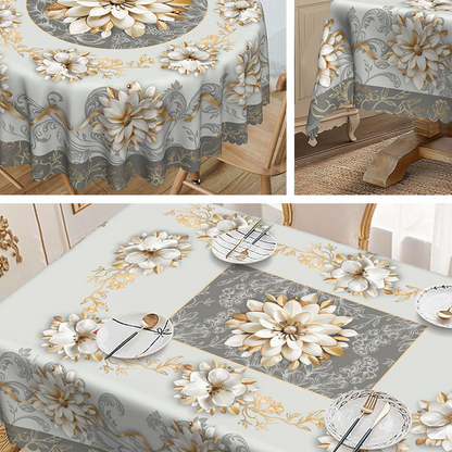 🎉 2026 Sale — Over 25,400 Sold!🌸 Embossed Floral Waterproof Tablecloth ✨