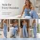 🎉 2026 Sale — Over 22,400 Sold!💞 Women Spaghetti Strap Wide Leg Denim Jumpsuit – Stretchy 🥳