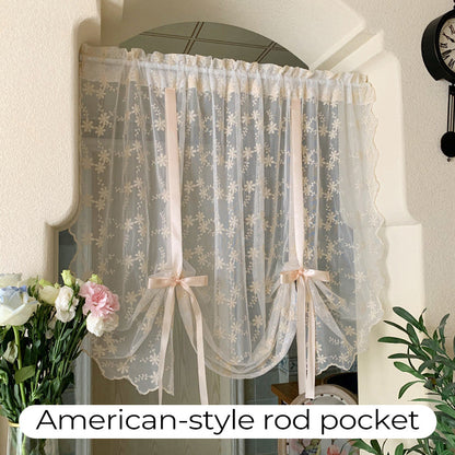 🎉 2026 Sale — Over 23,100 Sold!🌸 Embroidered Floral Tie‑Up Sheer Curtain – Airy ⏰