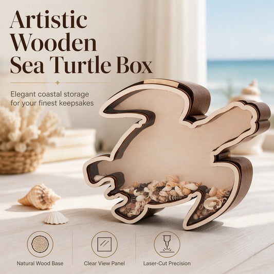 🎉 2026 Sale — Over 15,300 Sold!🐢 Wooden Sea Turtle Storage Display Organizer Box ✨