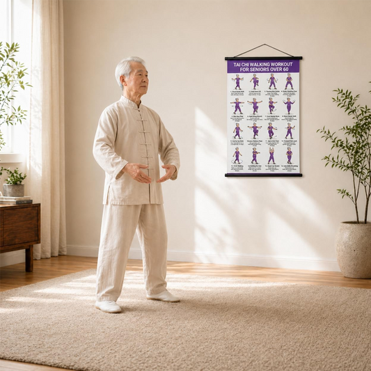 🎉 2026 Sale — Over 12,800 Sold!🧓 Tai Chi Workout Poster for Seniors – Standing & Chair Exercise Guide ✨