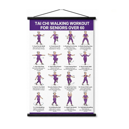 🎉 2026 Sale — Over 12,800 Sold!🧓 Tai Chi Workout Poster for Seniors – Standing & Chair Exercise Guide ✨
