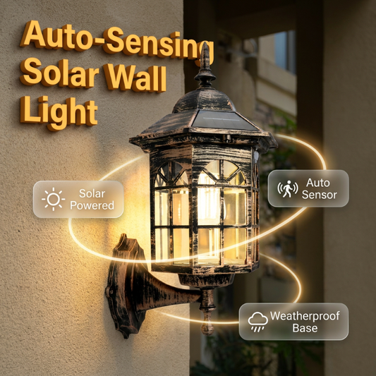 🎉 2026 Sale — Over 24,100 Sold!🏡Vintage Motion‑Sensor Solar‑Powered Outdoor Wall Lantern Light ☀️
