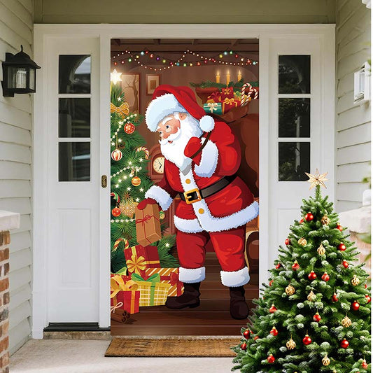 🎄 LIMITED-TIME 50% OFF! 🎁 Christmas Door Cover For Instant Holiday Decor – Festive, Reusable, Easy Hang ✨